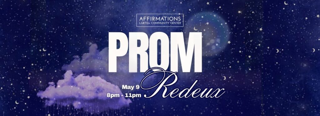 Affirmations Prom ReDeux is a queer prom for adults in Metro Detroit. Prom ReDeux 2026 is on May 9th, from 8pm to 11pm.